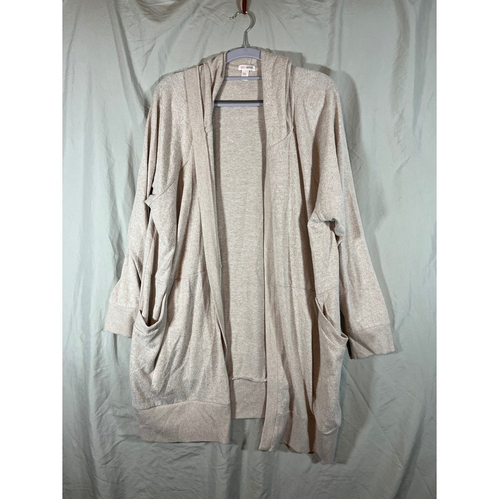 Flirtitude‎ Active Womens XXL Oatmeal Heather Hooded Open Front Cardigan Sweater